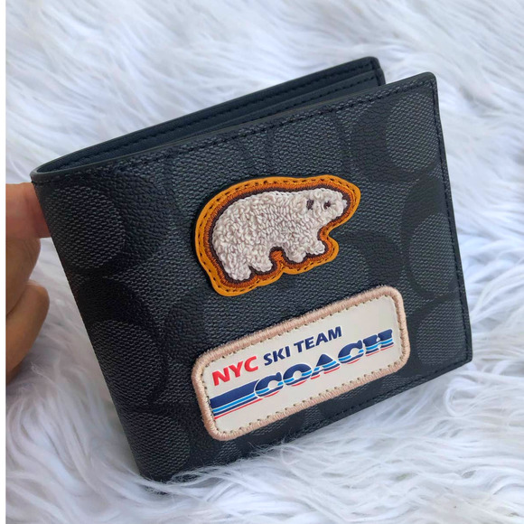 New 🎀 Coach 3 In 1 Wallet In Signature Canvas With Ski Patches - Picture 1 of 10